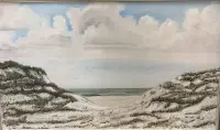 Monogram STO ili slično, 1972, pejzaž s dinama, vjerojatno Sylt, ulje/platno, uokvireno, dim. 60x95 cm