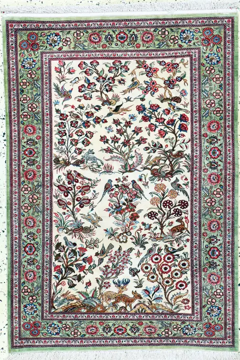 Ghom Seide fein, Persien, Ende 20.Jhd, reine Naturseide, ca. 118 x 82 cm, EHZ: 2