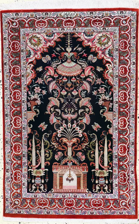 Ghom Seide fein signiert, Persien, Ende 20.Jhd, reine Naturseide, ca. 124 x 79 cm, EHZ: