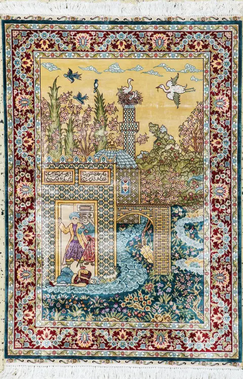 Hereke Seide, China, Ende 20.Jhd, reine Naturseide, ca. 123 x 85 cm, EHZ: 1