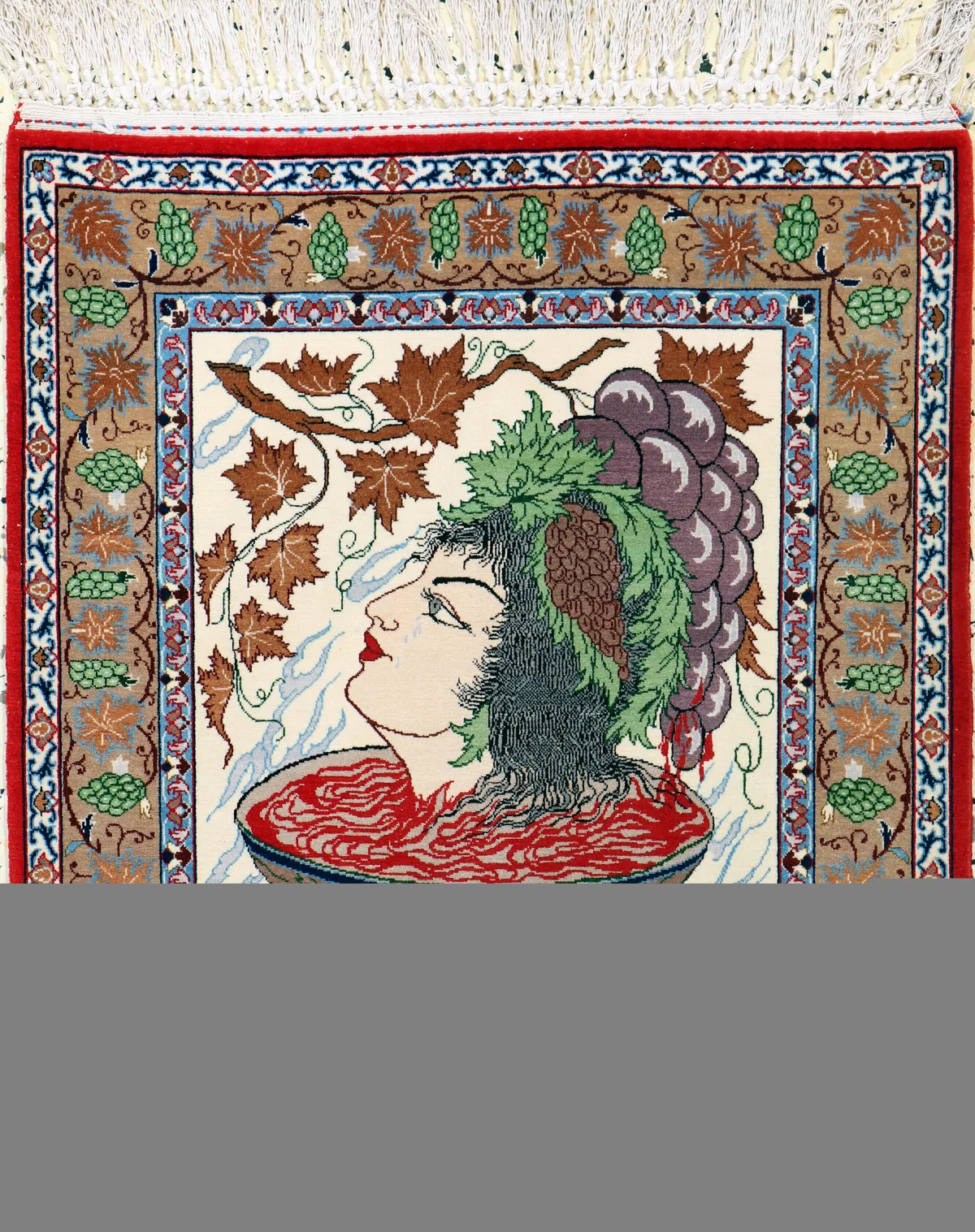 伊斯法罕精细地毯,波斯,20世纪末,科尔克羊毛底丝绸,约64 x 60厘米,EHZ:1-2