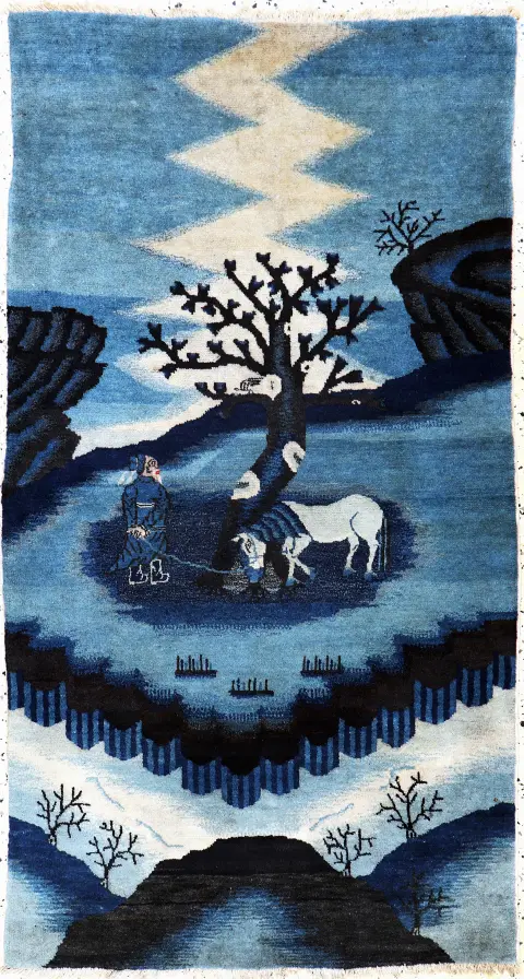 Pao Tow antiguo, China, hacia 1900, lana sobre algodón, aprox. 173 x 95 cm, EHZ: 2