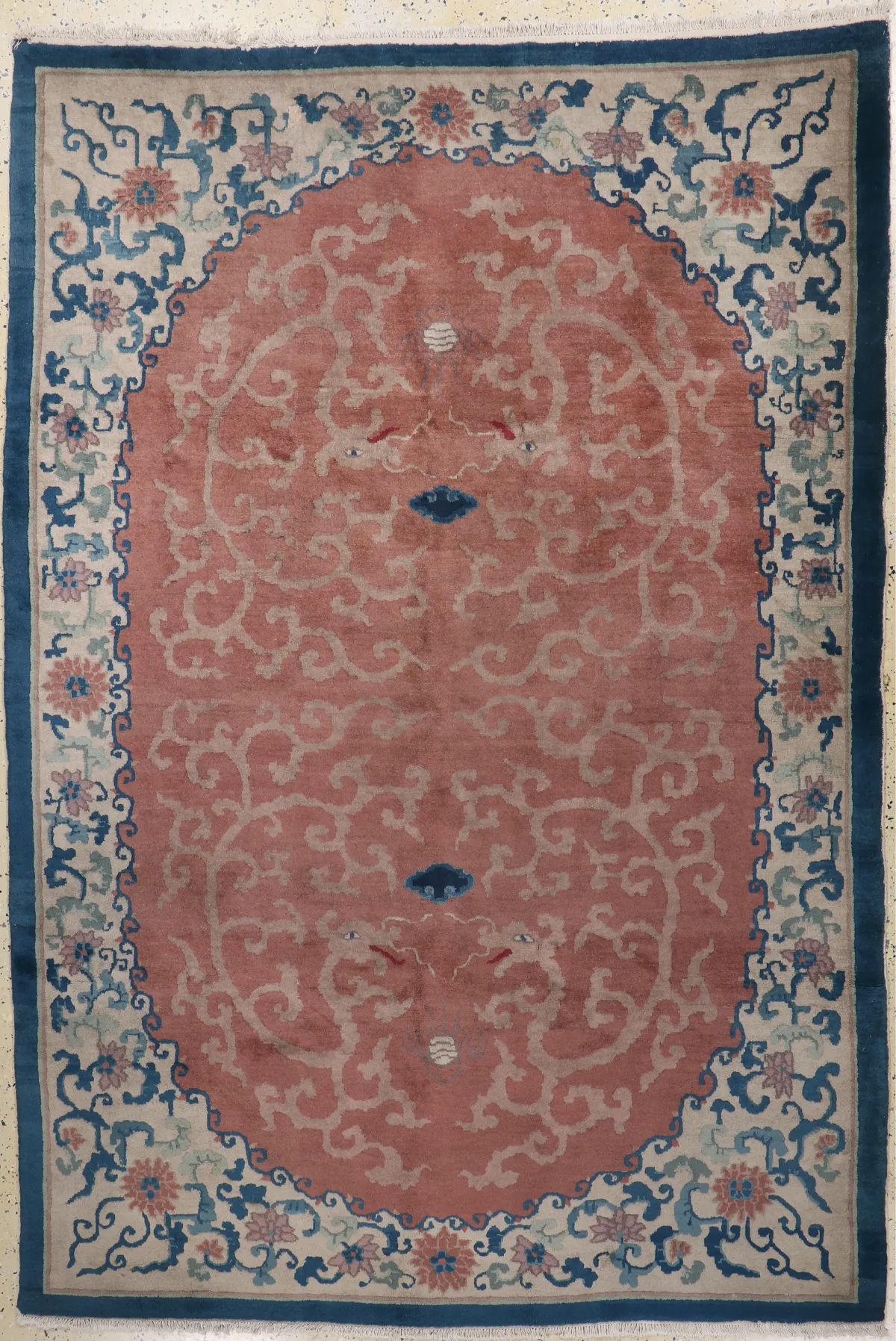 Alfombra "Dragón" art déco, China, principios del siglo XX, lana sobre algodón, aprox. 270 x 185