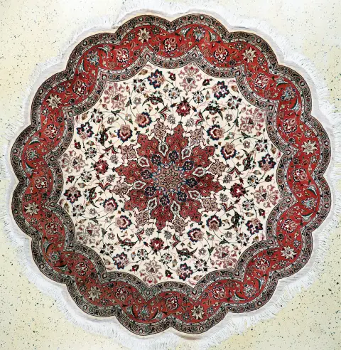 Tabriz fino (50 Raj), Persia, finales del siglo XX, lana de corcho con seda, diámetro: aprox. 210