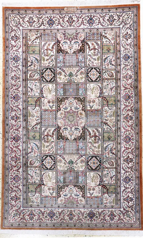 Nain fino (6 La), Persia, finales del siglo XX, lana de corcho con seda, aprox. 247 x 154 cm, aprox.