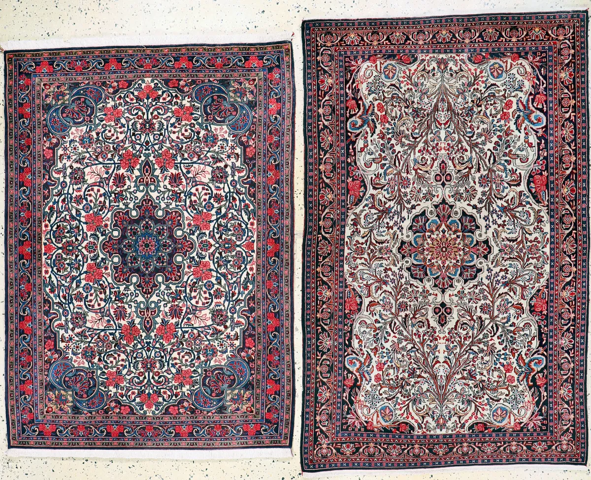 2 lotes Rosenbidjar, Persia, mediados del siglo XX, lana de corcho, aprox. 177 x 110 cm, EHZ: 2,