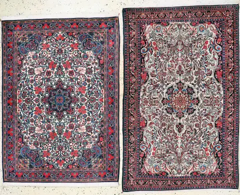 2 lotes Rosenbidjar, Persia, mediados del siglo XX, lana de corcho, aprox. 177 x 110 cm, EHZ: 2,
