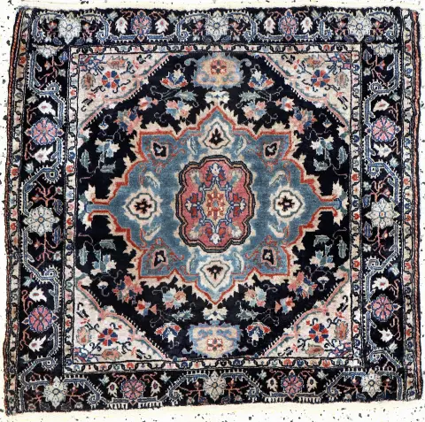 Farahan antiguo, Persia, hacia 1900, lana sobre algodón, aprox. 70 x 70 cm, EHZ: 2, (flecos