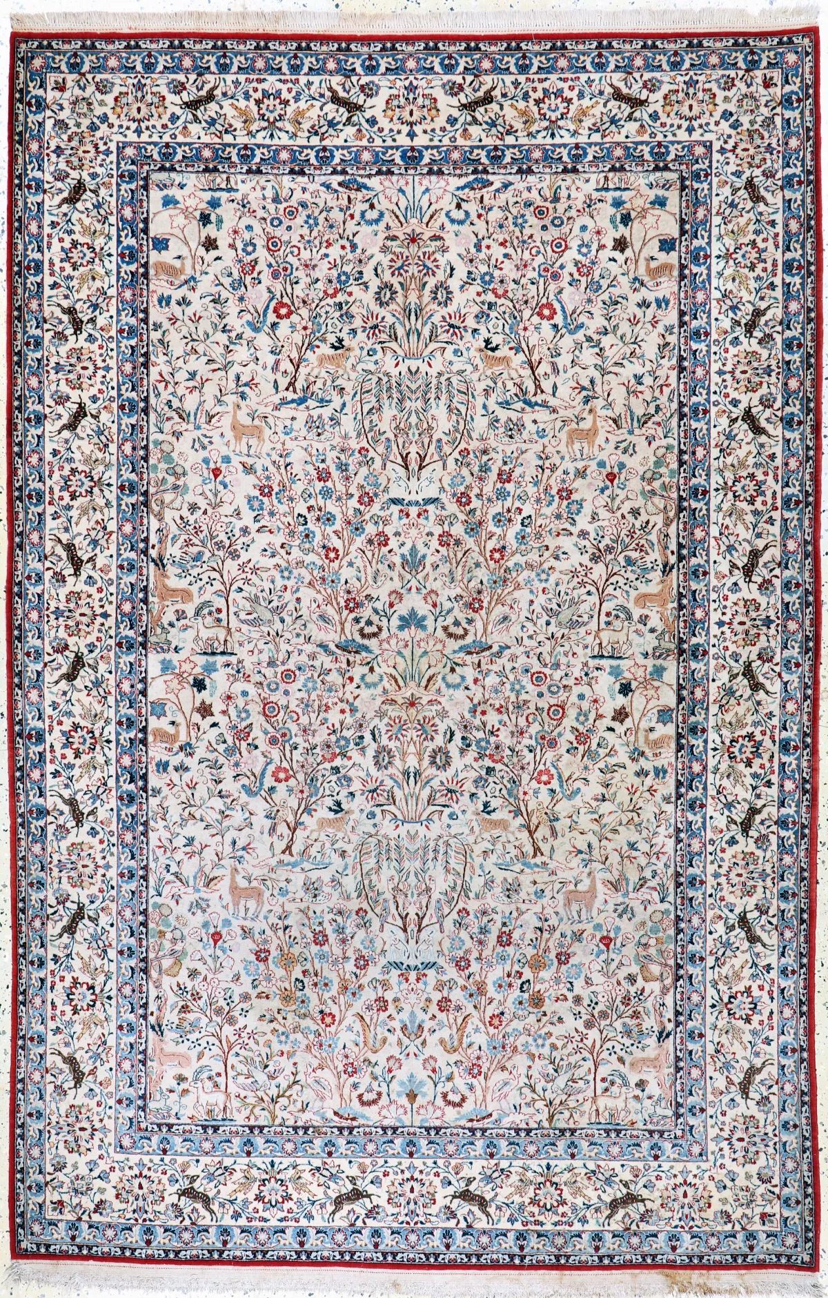 Nain "Tudeschk" fino, Persia, mediados del siglo XX, lana de corcho sobre algodón, aprox. 240 x 160 cm