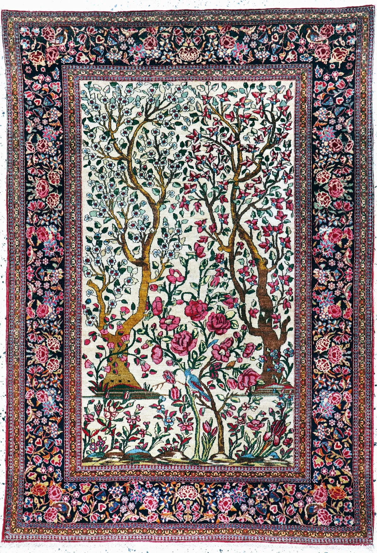 Esfahan "Ahmad" antiguo, Persia, hacia 1900, lana sobre algodón, aprox. 200 x 140 cm, densidad de nudos: 2-3