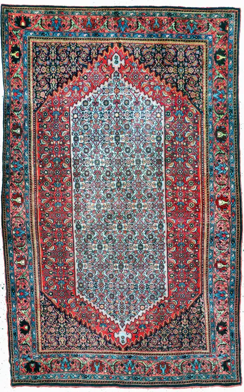 Bidjar antiguo, Persia, hacia 1900, lana sobre algodón, aprox. 230 x 140 cm, densidad: 2-3