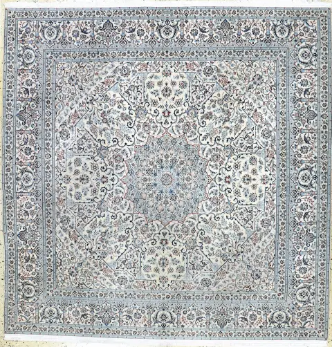 Nain fino (6 La), Persia, finales del siglo XX, lana de corcho con seda, aprox. 261 x 258 cm, aprox.