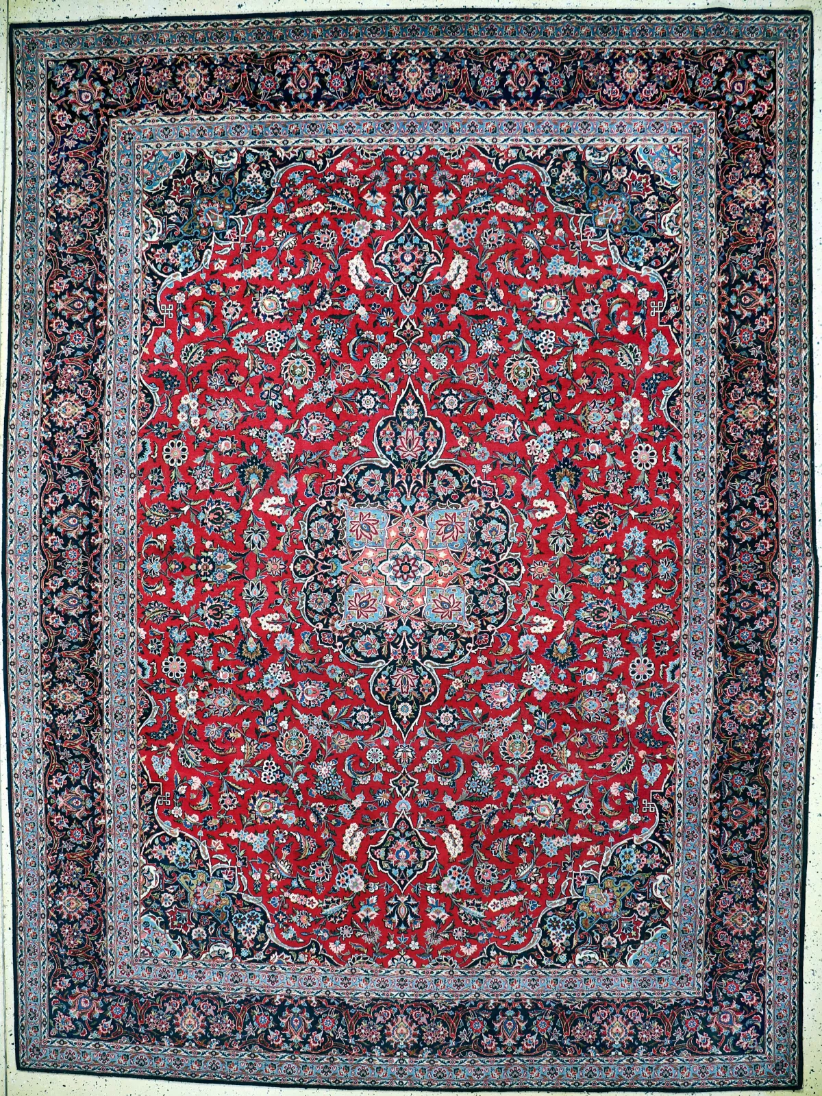 Keschan Kork antiguo, Persia, principios del siglo XX, lana de kork sobre algodón, aprox. 369 x 272 cm