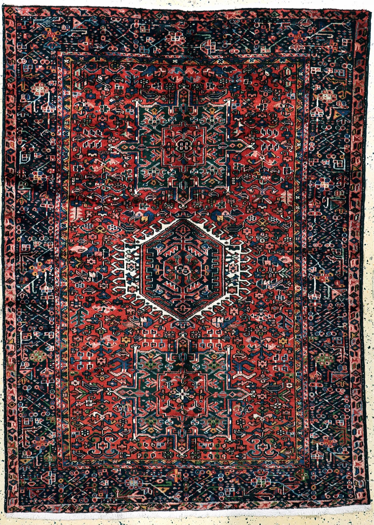 Garadjeh antiguo, Persia, principios del siglo XX, lana sobre algodón, aprox. 200 x 144 cm, limpiado