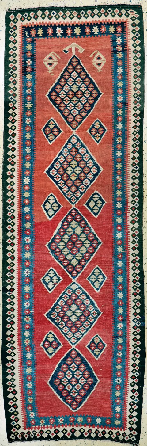 Bidjar Kelim antiguo, Persia, principios del siglo XX, lana sobre algodón, aprox. 330 x 107 cm, EHZ: 2