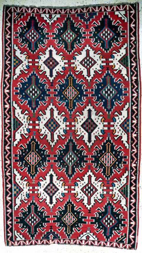 Kelim Kuba-Schirwan antiguo, Cáucaso, siglo XIX, lana sobre lana, aprox. 327 x 192 cm, EHZ: