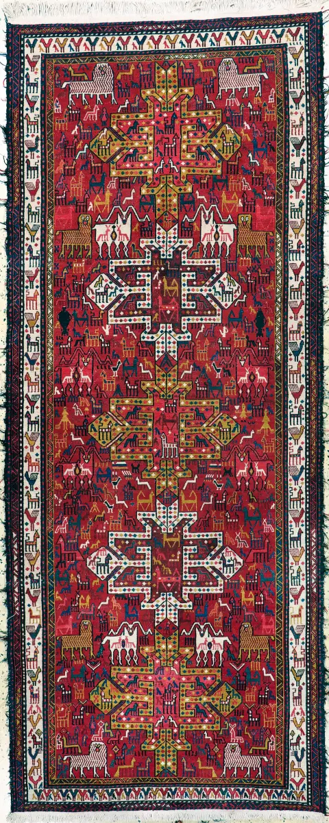 Sumakh azerí, Azerbaiyán, finales del siglo XX, lana sobre algodón, aprox. 295 x 120 cm, EHZ: 2