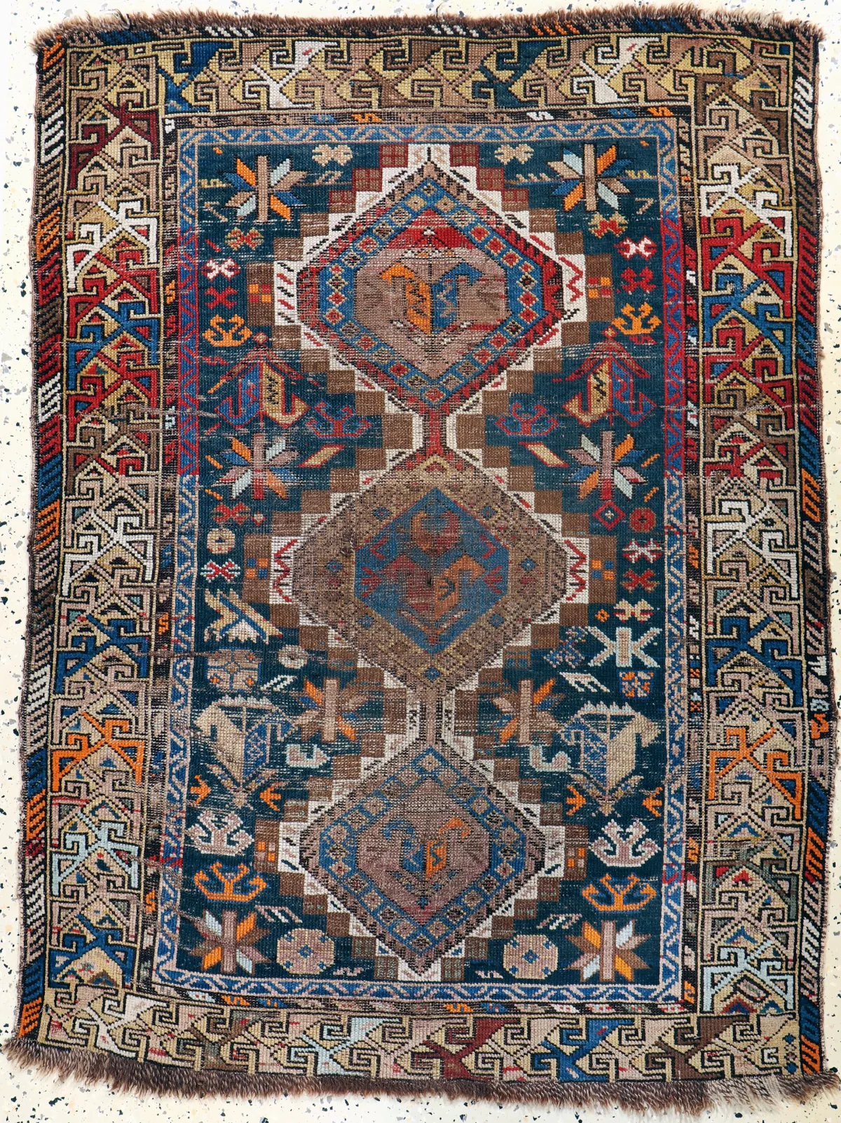 Kazak antiguo, Cáucaso, siglo XIX, lana sobre lana, aprox. 130 x 100 cm