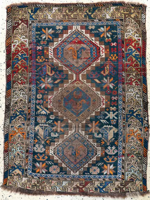 Kazak antiguo, Cáucaso, siglo XIX, lana sobre lana, aprox. 130 x 100 cm