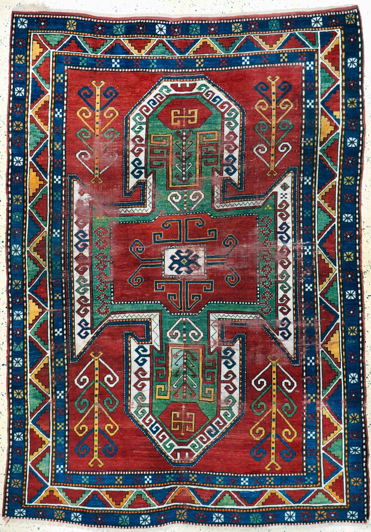 Kazak "Sewan" antiguo, Cáucaso, siglo XIX, lana sobre lana, aprox. 250 x 180 cm, EHZ: