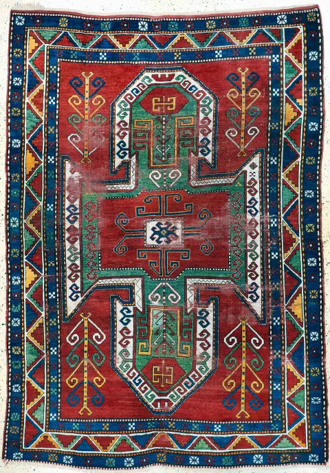 Kazak "Sewan" antiguo, Cáucaso, siglo XIX, lana sobre lana, aprox. 250 x 180 cm, EHZ: