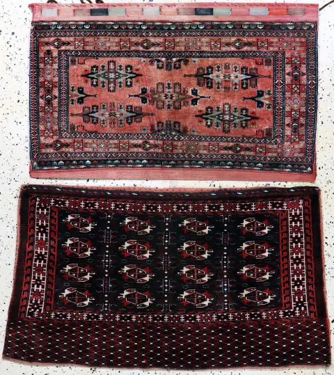 2 lotes Tschowal, Turkmenistán, mediados del siglo XX, lana sobre lana, aprox. 125 x 72 cm, EHZ:2