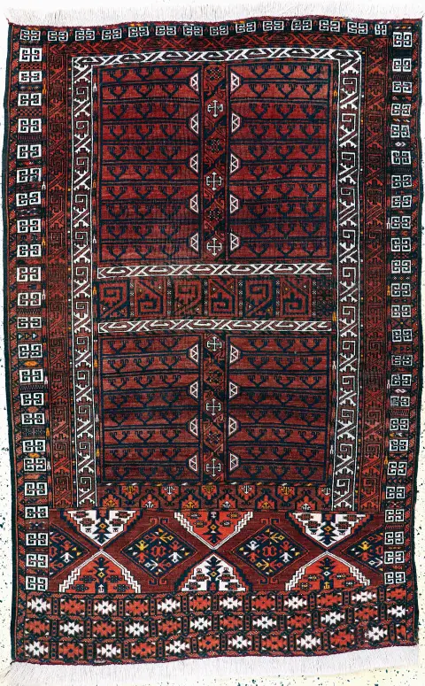 Ersari Engsi antiguo, Turkmenistán, siglo XIX, lana sobre lana, aprox. 210 x 135 cm, EHZ: 3
