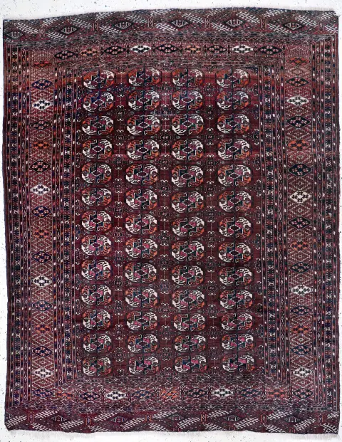 Tekke alfombra principal fina, Turkmenistán, hacia 1900, lana sobre lana, aprox. 276 x 219 cm, EHZ: