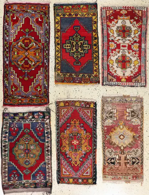 6 лотів ястиків, Туреччина, поч. 20 ст., вовна на вовні, прибл. 120 x 54 см, EHZ: 2-3