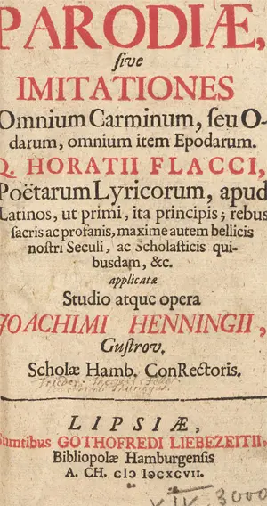 Henning, Joachim – Parodiae, sive Imitationes omnium carminum (plus bijbehorend deel)