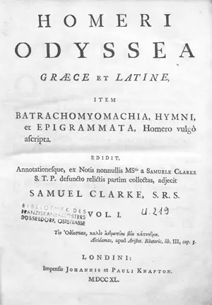 Homer – Odyssea Graece et Latine (Edition Samuel Clarke)