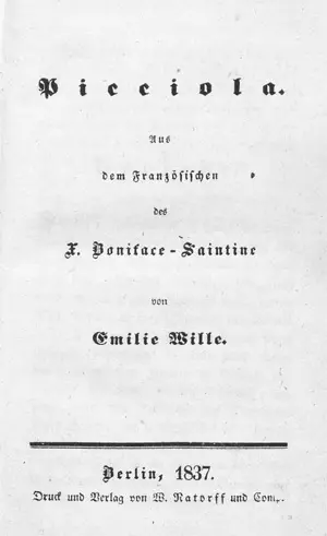 Saintine, Xavier-Boniface – Picciola. Z francouzštiny přeložila Emilie Wille