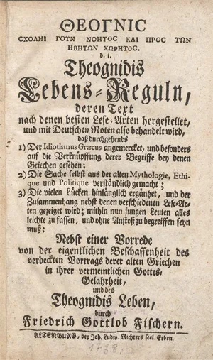 Theognis van Megara – Levensregels