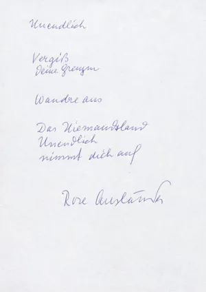Ausländer, Rose – 2 eigenhändige und signierte Gedicht-Manuskripte. Um 1976
