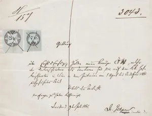 Gutzkow, Karl – Pokwitowanie tantiemy dla wiedeńskiego Burgtheater. 1861