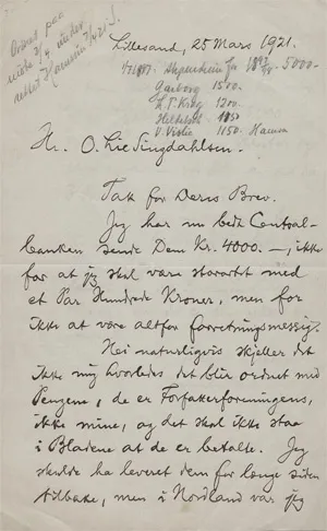 Hamsun, Knut – 2 listy. 1921