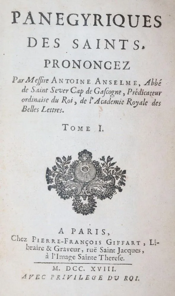 Anselme,A. – Panegyriques des saints, prononcez