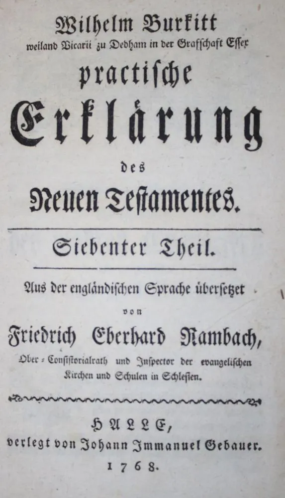 Беркитт, У. – Practische Erklärung des Neuen Testamentes