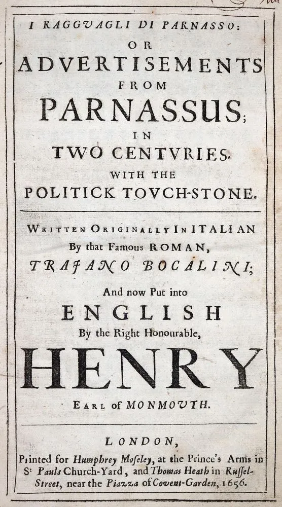 Boccalini,T. – I ragguagli di Parnasso: or, advertisements from Parnassus; in two centuries