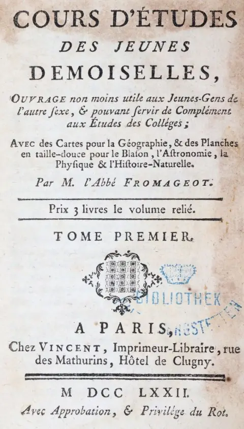 Fromageot, L'Abbé. – Cours d'études des jeunes demoiselles
