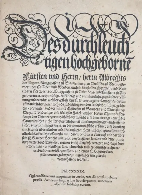 Grumbachsche Händel. – Des durchleuchtigen hochgeborne(n) Fürsten und Herrn, herrn Albrechts des jüngern, Marggrafens zu Brandenburg: