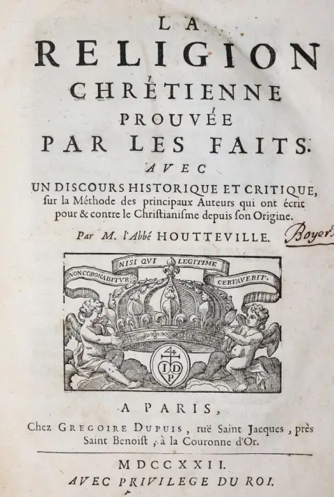 Houtteville,(C.F.A.). – La Religion chretienne prouvee par les faits..