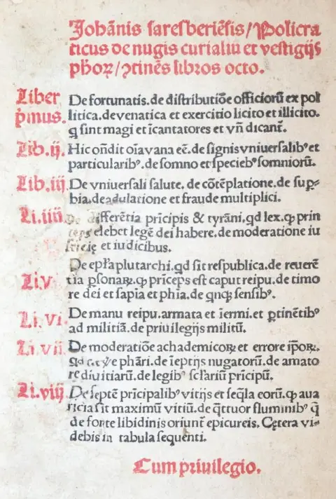 Johannes von Salisbury. – Policraticus de nugis curialium et vestigiis philosophorum