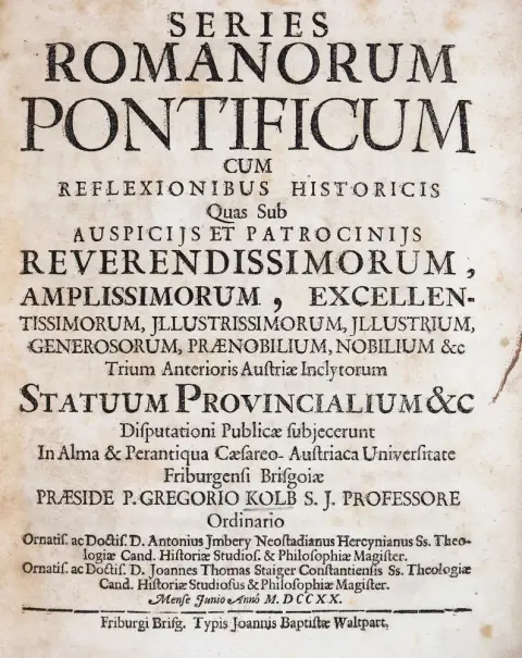Kolb,G. – Series Romanorum Ponitficum cum reflexionibus historici..
