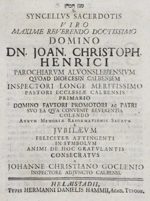 Goclenius, J.C. – Syncellus Sacerdotis Viro Maxime Reverendo Doctissimo Domino Dn
