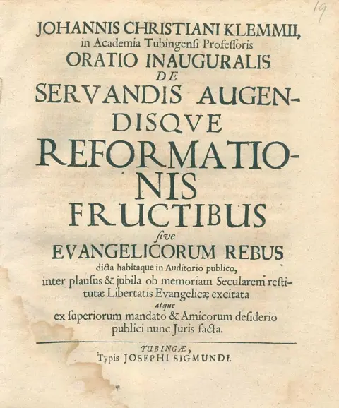 Klemm, J.C. – Oratio inauguralis de servandis augendisque reformationis fructibus sive evangelicorum rebus dicta habitaque i