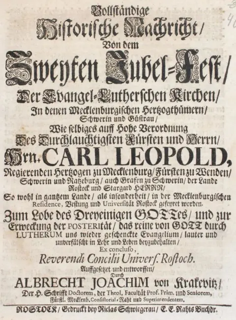 Krakevitz, A.J.v. – Vollständige Historische Nachricht, Von dem Zweyten Jubel-Fest, Der Evangel-Lutherschen Kirchen, In denen Meck