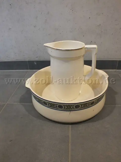 1 vintage vaskesæt: kande (Colditz) og vaskefad (Elsterwerda)