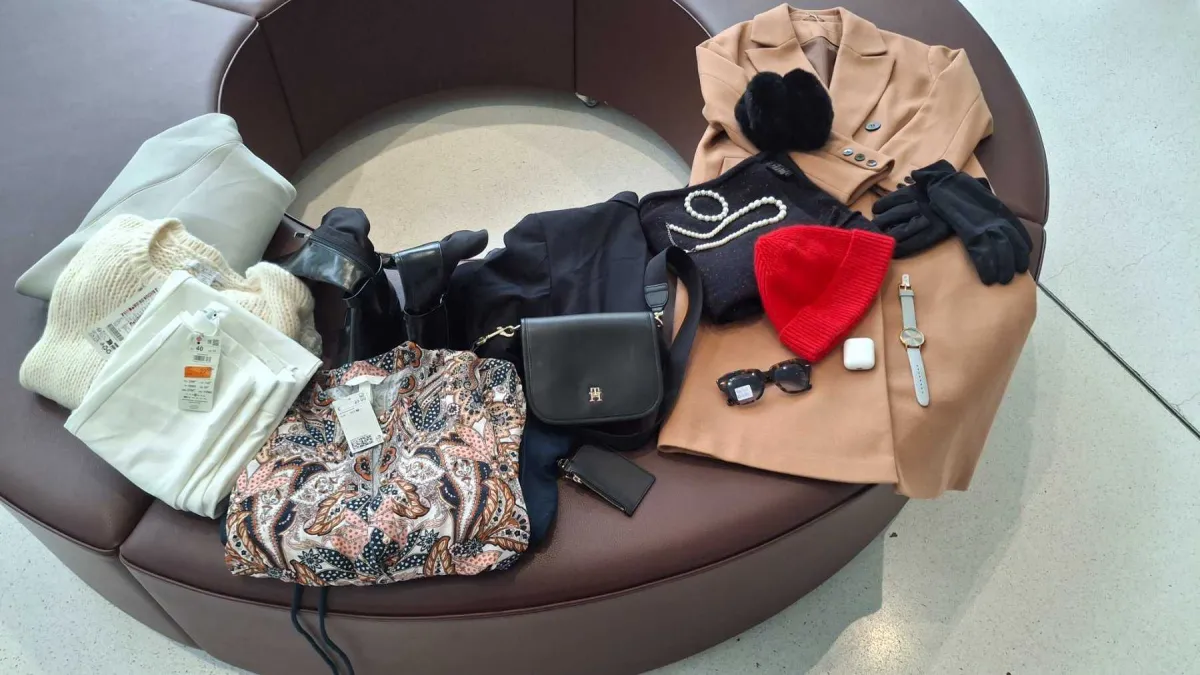 1 blandet parti dame, tøj str. M-XL, AirPods, Ray-Ban solbriller, 16 dele