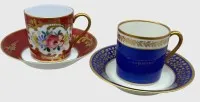 2 tazas de moca con plato, 1x France, 1x Hertel&Jacob